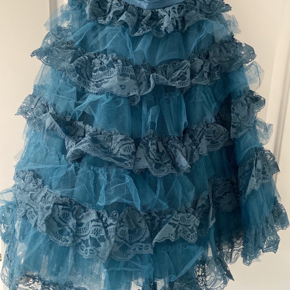 Betsey Johnson Strapless Blue Lace Dress - Picture 3 of 8